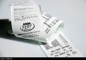 ASDA till receipts England UK United Kingdom GB Great Britain