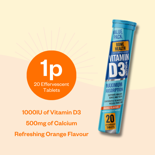 Effervescent Vitamin D3 + Calcium Tablets for just 1 Penny!