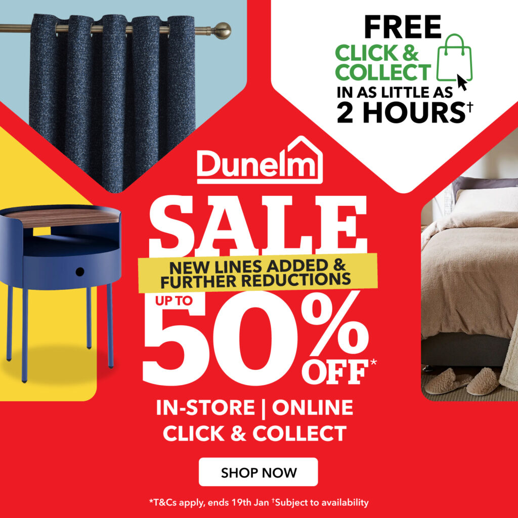 Dunelm January Sale – Up To 50% Off Homeware & More!