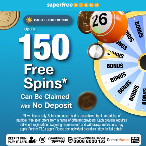 Up to 150 Bingo Free Spins – No Deposit