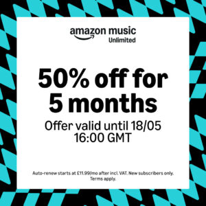 50% Off Amazon Music – Unlimited Access To 100 Million Songs