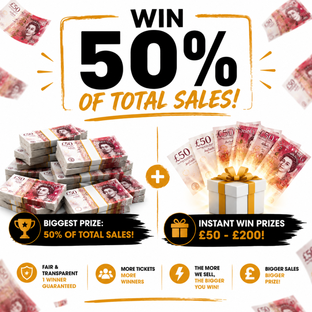 Win 50% of Total Sales + Instant Prizes from £50-£200