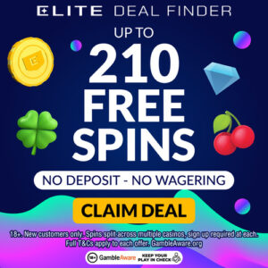 Up to 210 Free Spins – No Deposit & No Wagering